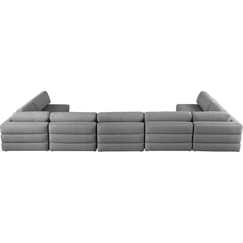 Meridian Furniture Beckham Grey Durable Linen Textured Fabric Modular Sectional