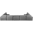 Meridian Furniture Beckham Grey Durable Linen Textured Fabric Modular Sectional