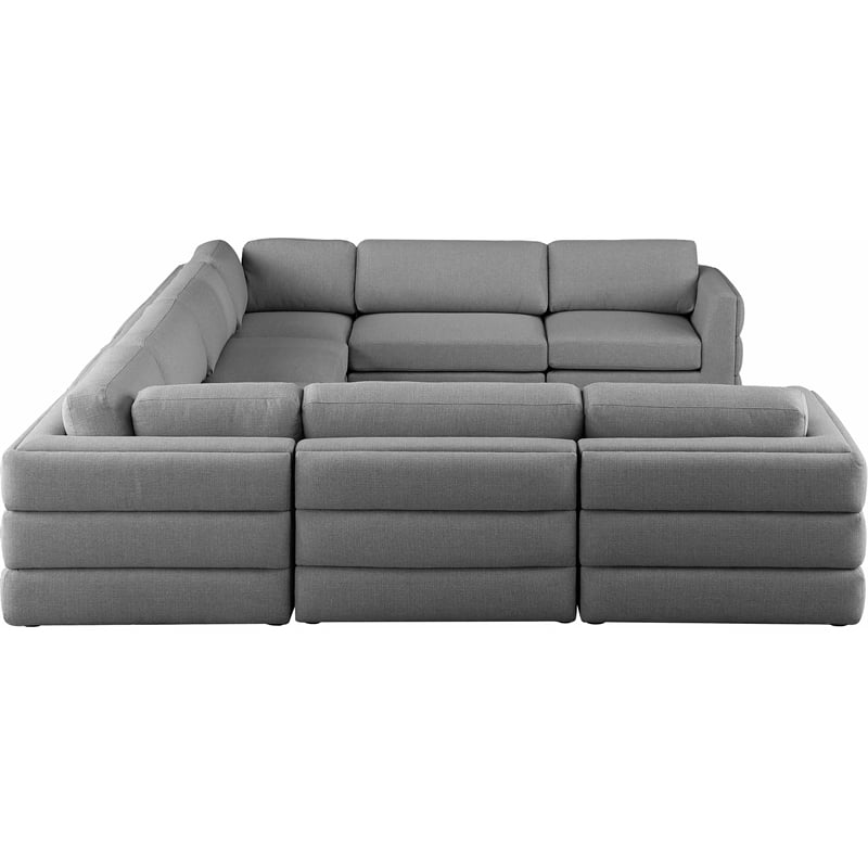 Meridian Furniture Beckham Grey Durable Linen Textured Fabric Modular Sectional