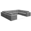 Meridian Furniture Beckham Grey Durable Linen Textured Fabric Modular Sectional