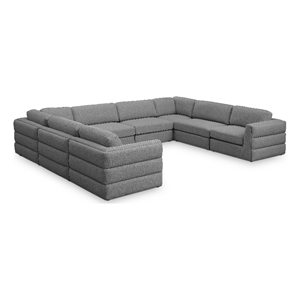 Meridian Furniture Beckham Grey Durable Linen Textured Fabric Modular Sectional