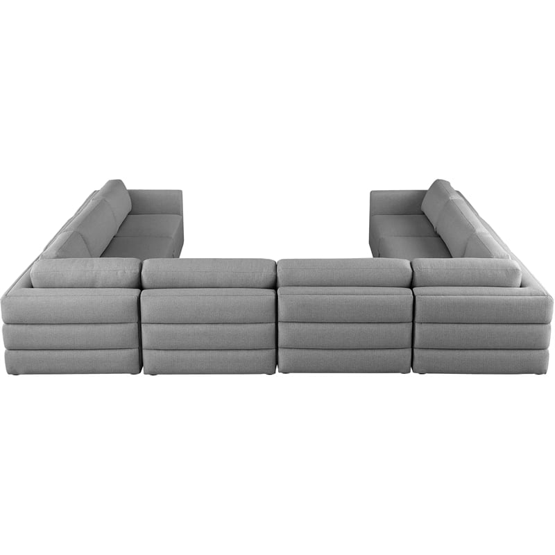 Meridian Furniture Beckham Grey Durable Linen Textured Fabric Modular Sectional