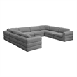 Meridian Furniture Beckham Grey Durable Linen Textured Fabric Modular Sectional