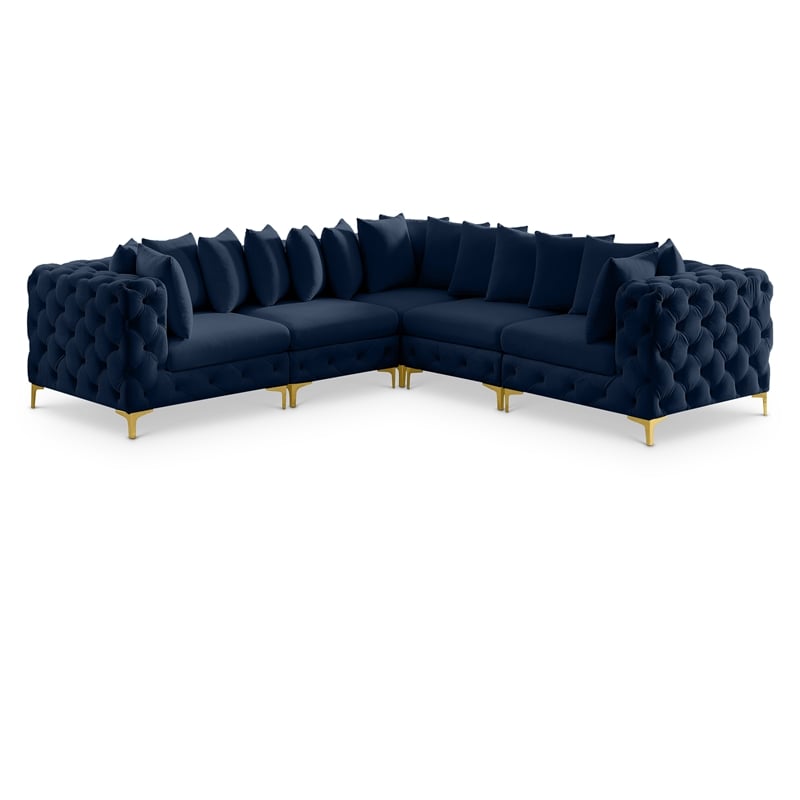 Meridian Furniture Tremblay Navy Velvet Modular Sectional