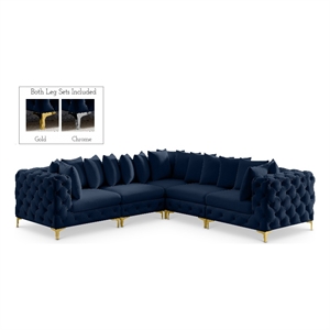 Meridian Furniture Tremblay Navy Velvet Modular Sectional