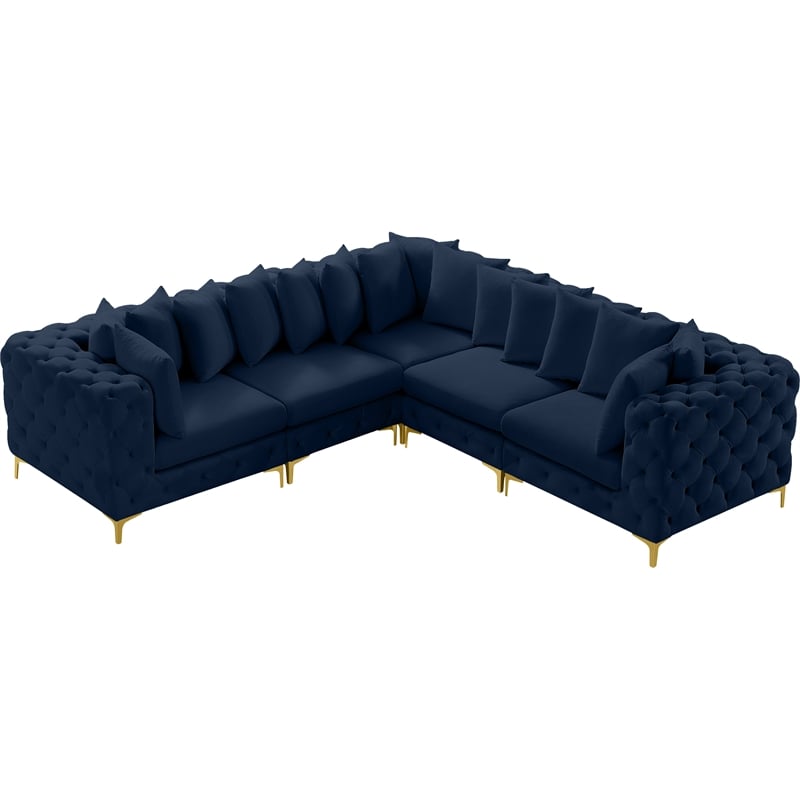 Meridian Furniture Tremblay Navy Velvet Modular Sectional