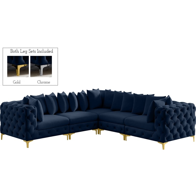 Meridian Furniture Tremblay Navy Velvet Modular Sectional