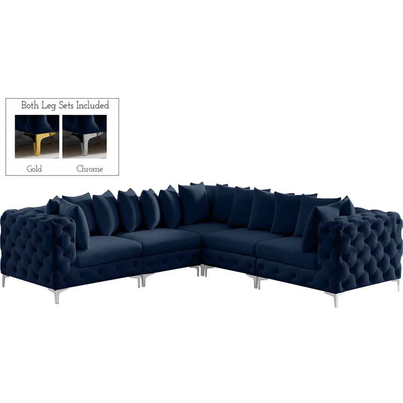 Meridian Furniture Tremblay Navy Velvet Modular Sectional
