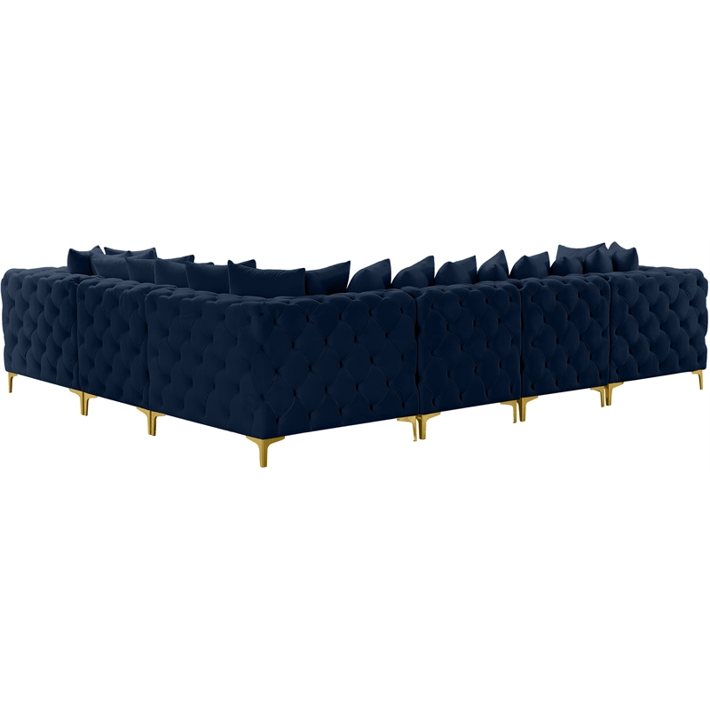 Meridian Furniture Tremblay Navy Velvet Modular Sectional