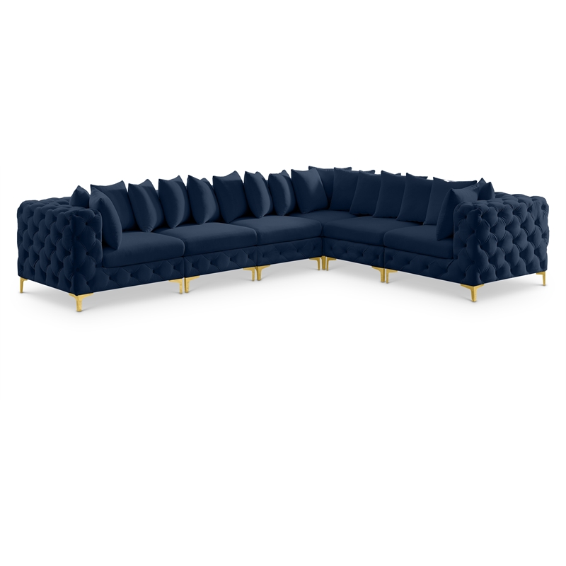 Meridian Furniture Tremblay Navy Velvet Modular Sectional