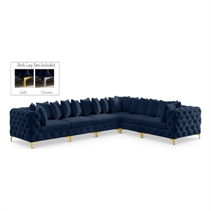 Meridian Furniture Tremblay Navy Velvet Modular Sectional