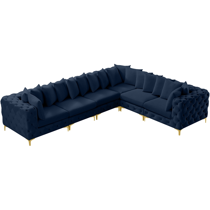 Meridian Furniture Tremblay Navy Velvet Modular Sectional