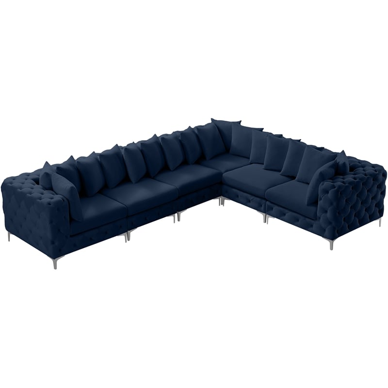 Meridian Furniture Tremblay Navy Velvet Modular Sectional