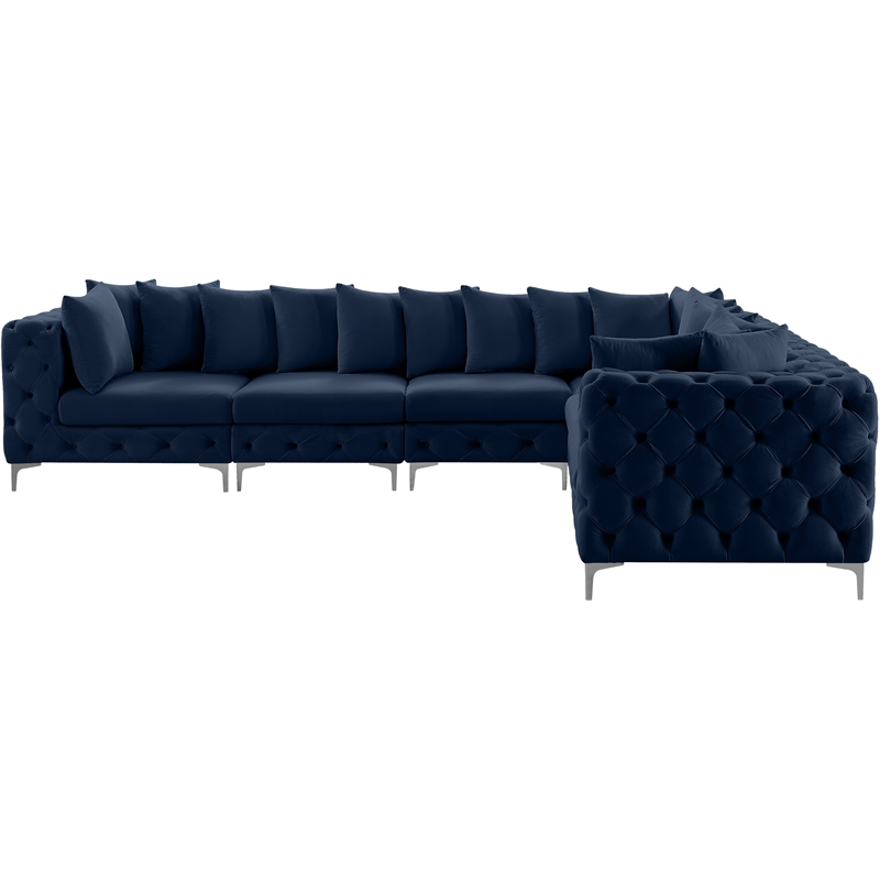 Meridian Furniture Tremblay Navy Velvet Modular Sectional