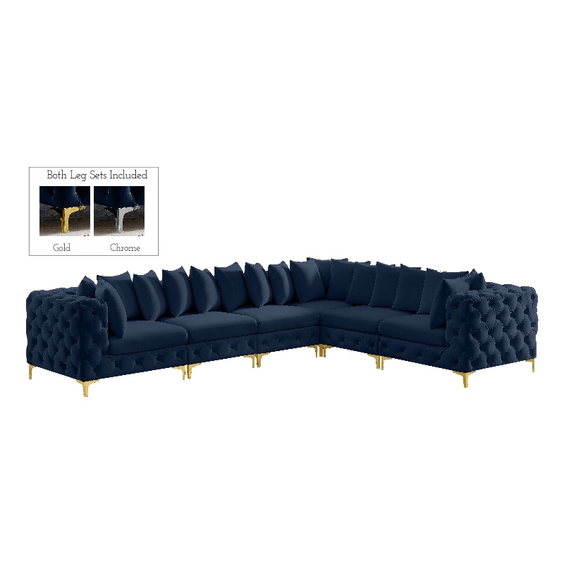 Meridian Furniture Tremblay Navy Velvet Modular Sectional