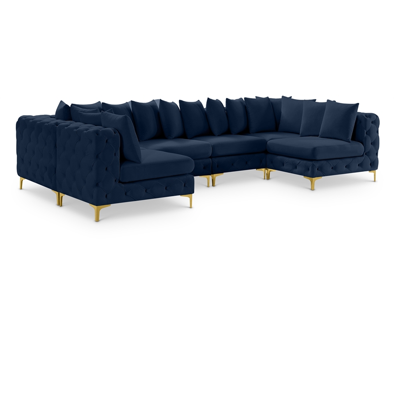 Meridian Furniture Tremblay Navy Velvet Modular Sectional