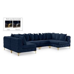 Meridian Furniture Tremblay Navy Velvet Modular Sectional