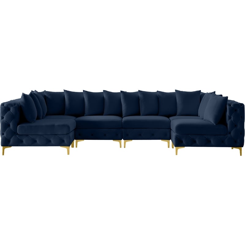 Meridian Furniture Tremblay Navy Velvet Modular Sectional