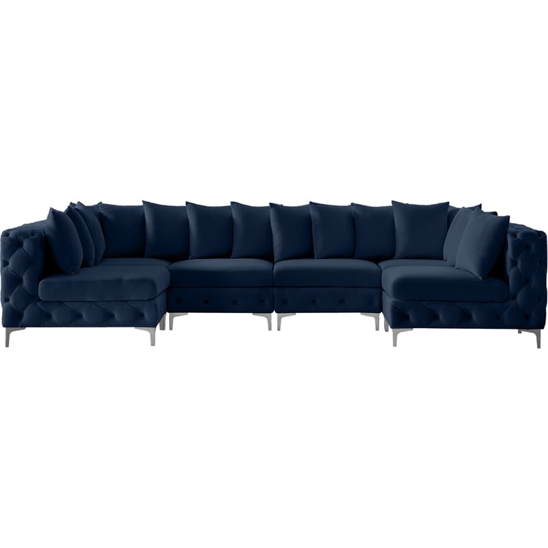 Meridian Furniture Tremblay Navy Velvet Modular Sectional