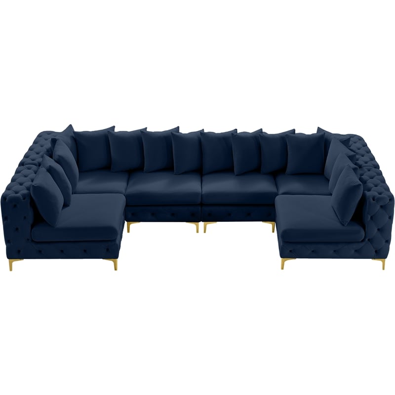 Meridian Furniture Tremblay Navy Velvet Modular Sectional