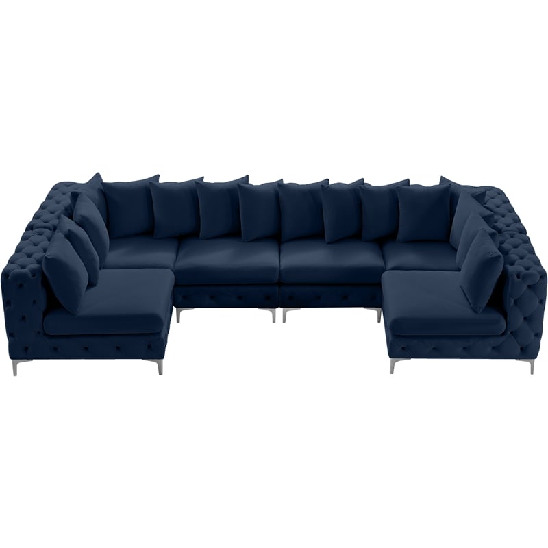 Meridian Furniture Tremblay Navy Velvet Modular Sectional
