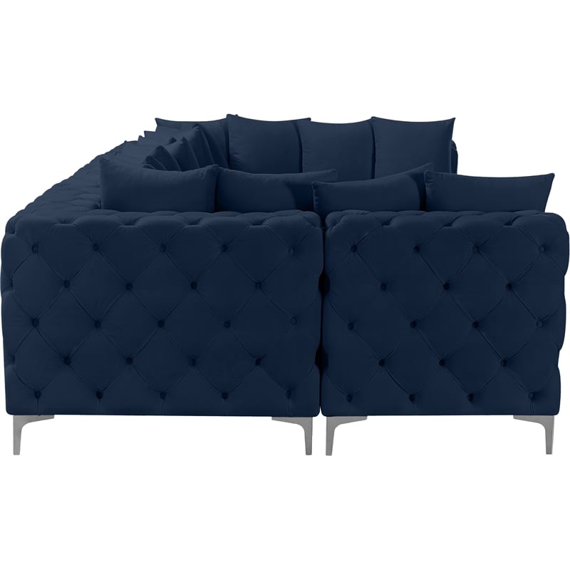 Meridian Furniture Tremblay Navy Velvet Modular Sectional