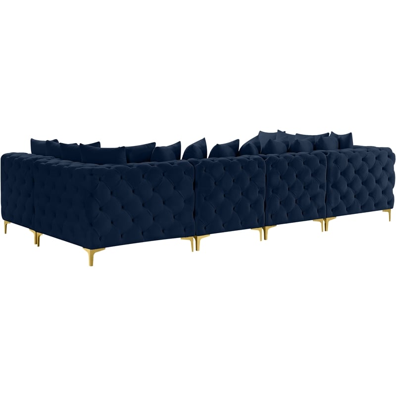 Meridian Furniture Tremblay Navy Velvet Modular Sectional