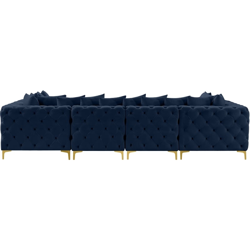 Meridian Furniture Tremblay Navy Velvet Modular Sectional