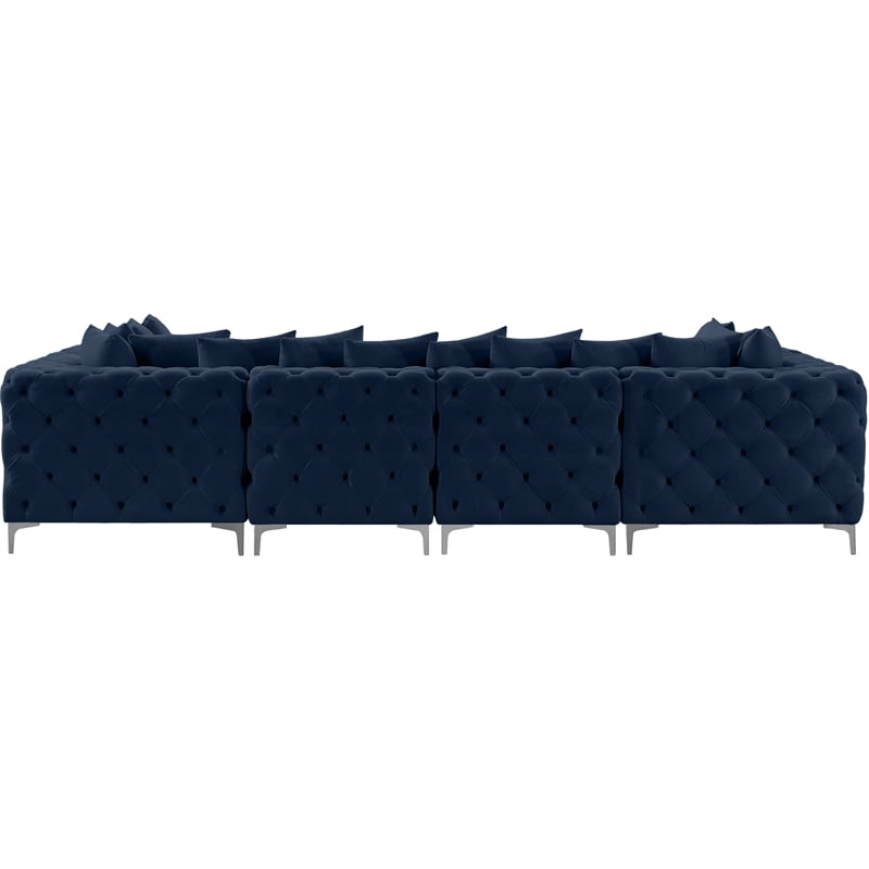 Meridian Furniture Tremblay Navy Velvet Modular Sectional