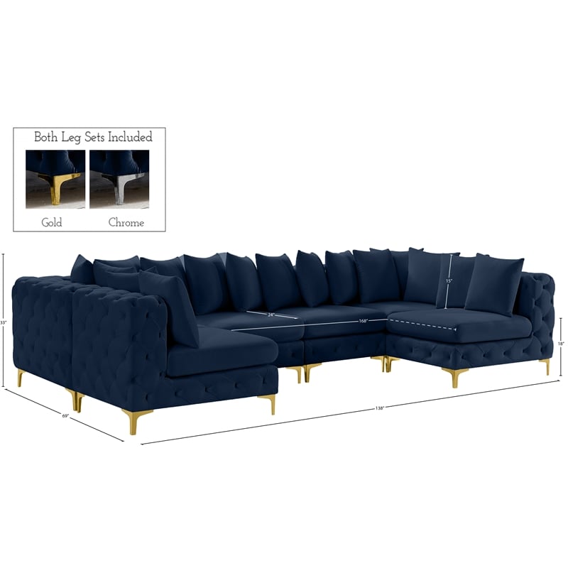 Meridian Furniture Tremblay Navy Velvet Modular Sectional