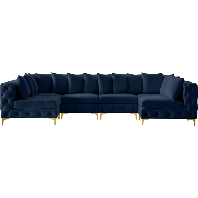 Meridian Furniture Tremblay Navy Velvet Modular Sectional
