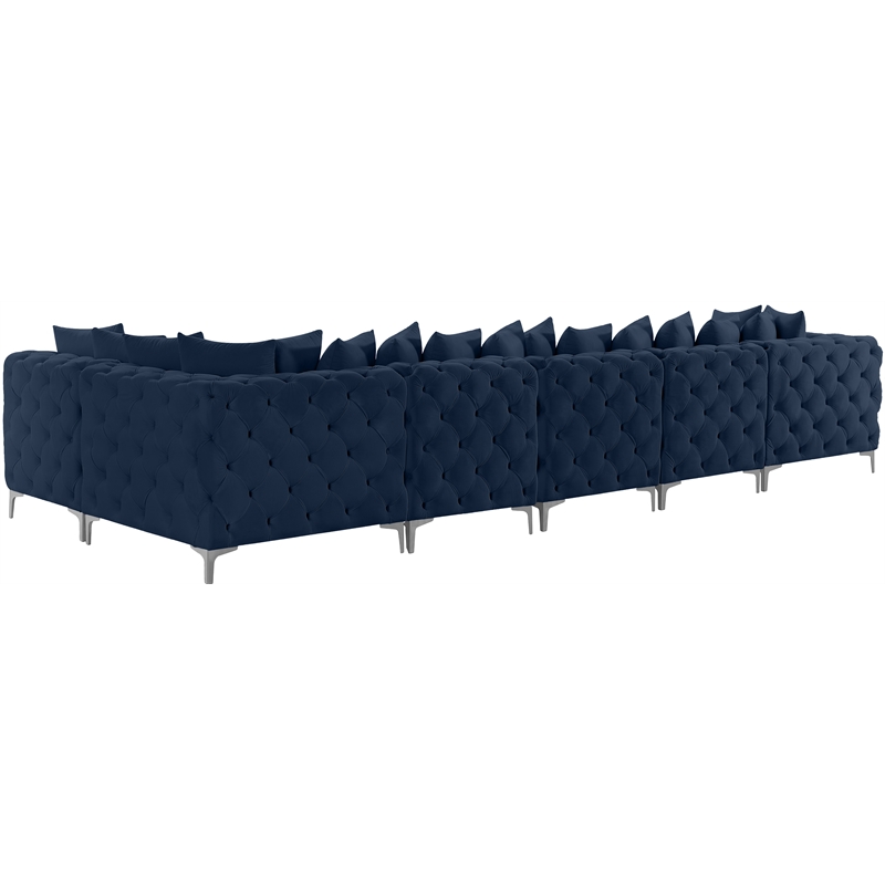 Meridian Furniture Tremblay Navy Velvet Modular Sectional