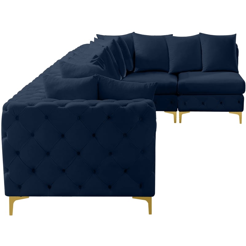 Meridian Furniture Tremblay Navy Velvet Modular Sectional
