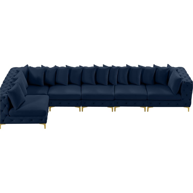 Meridian Furniture Tremblay Navy Velvet Modular Sectional