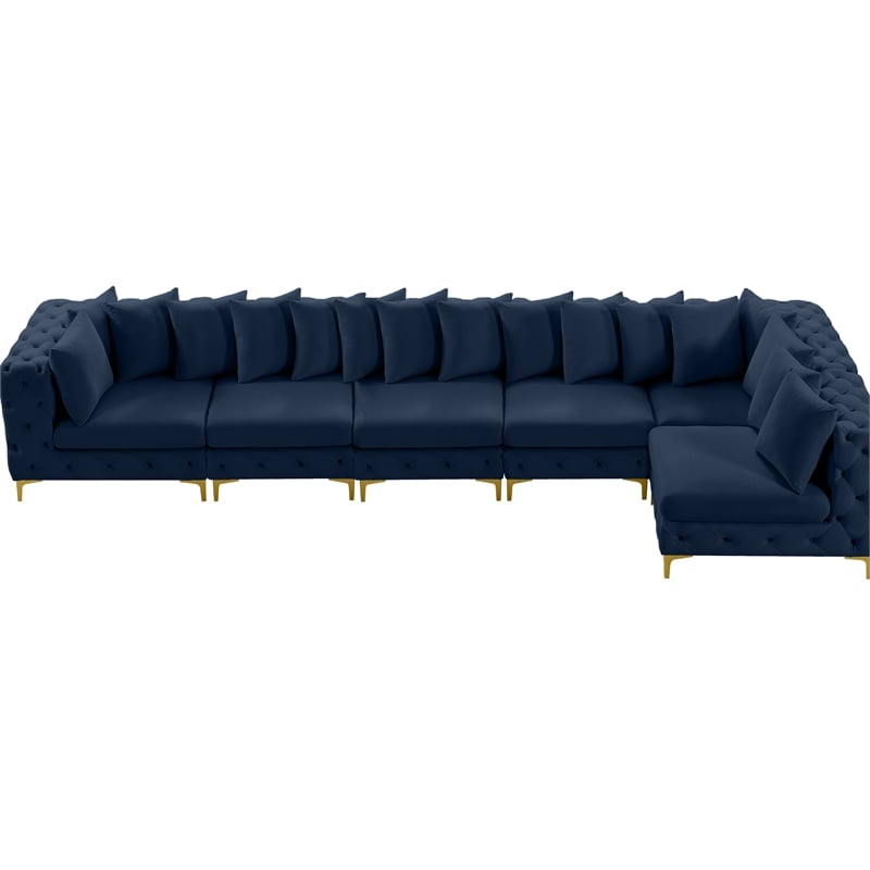 Meridian Furniture Tremblay Navy Velvet Modular Sectional