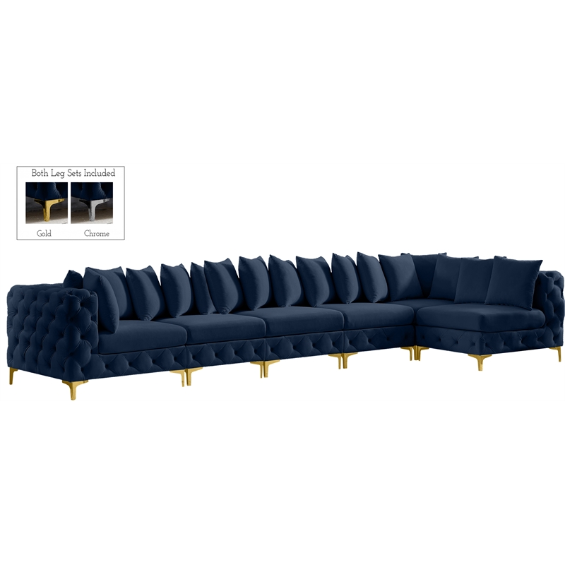 Meridian Furniture Tremblay Navy Velvet Modular Sectional