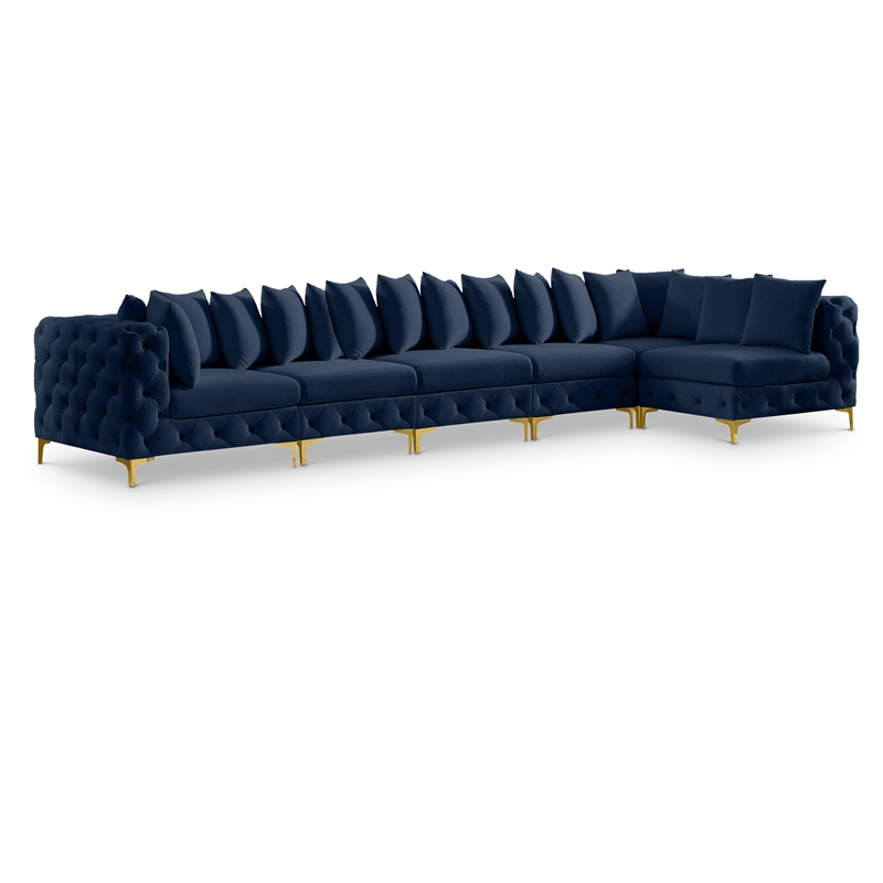 Meridian Furniture Tremblay Navy Velvet Modular Sectional