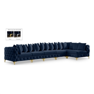 Meridian Furniture Tremblay Navy Velvet Modular Sectional