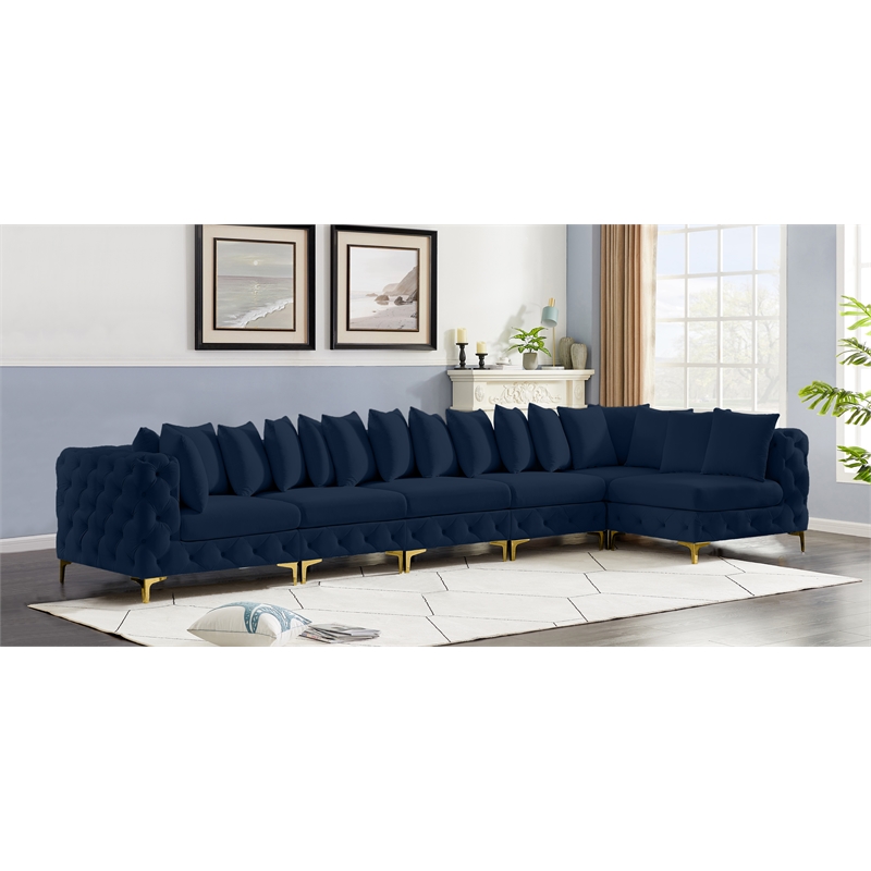 Meridian Furniture Tremblay Navy Velvet Modular Sectional