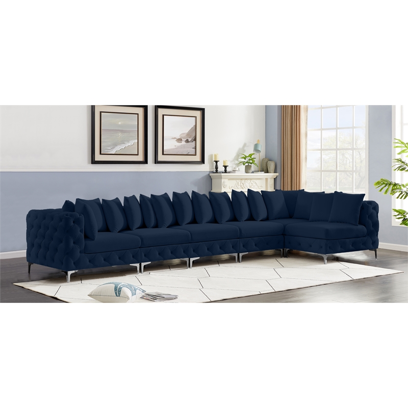 Meridian Furniture Tremblay Navy Velvet Modular Sectional