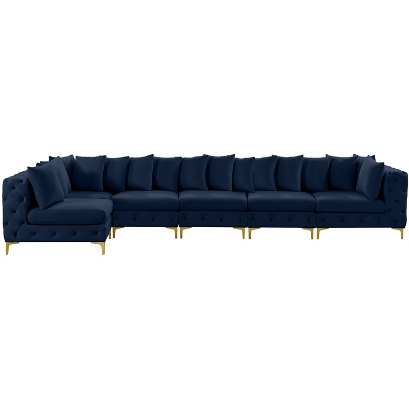 Meridian Furniture Tremblay Navy Velvet Modular Sectional