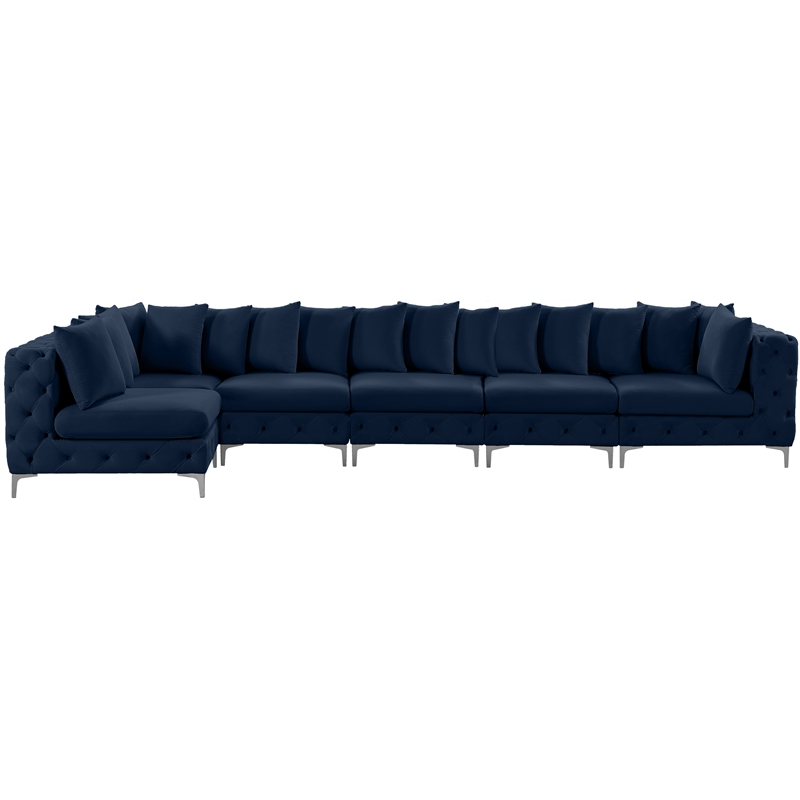 Meridian Furniture Tremblay Navy Velvet Modular Sectional
