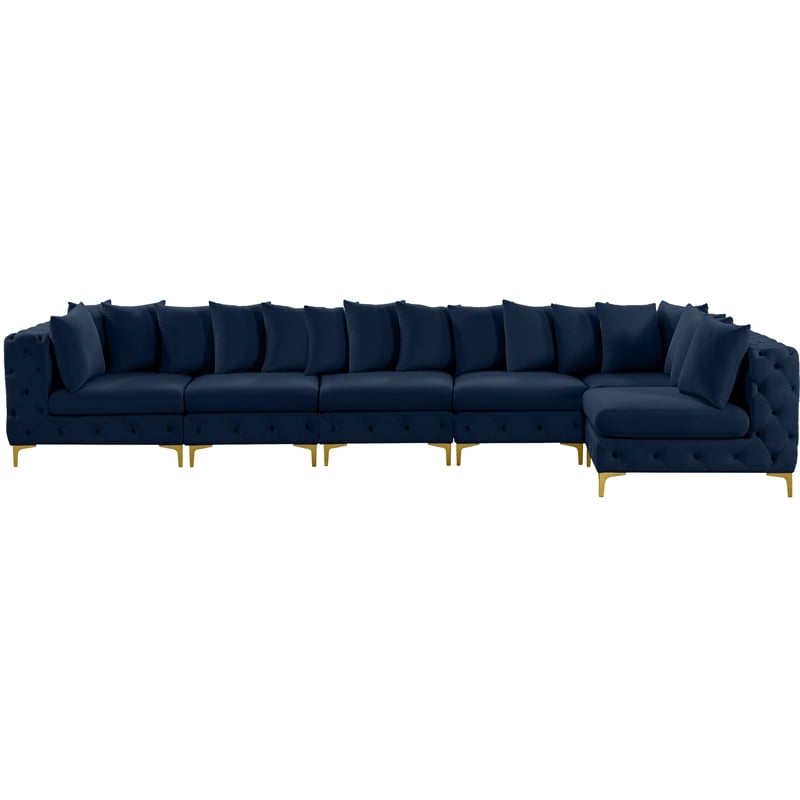 Meridian Furniture Tremblay Navy Velvet Modular Sectional