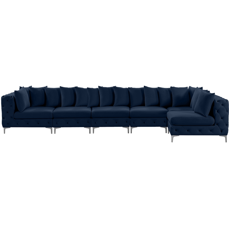 Meridian Furniture Tremblay Navy Velvet Modular Sectional
