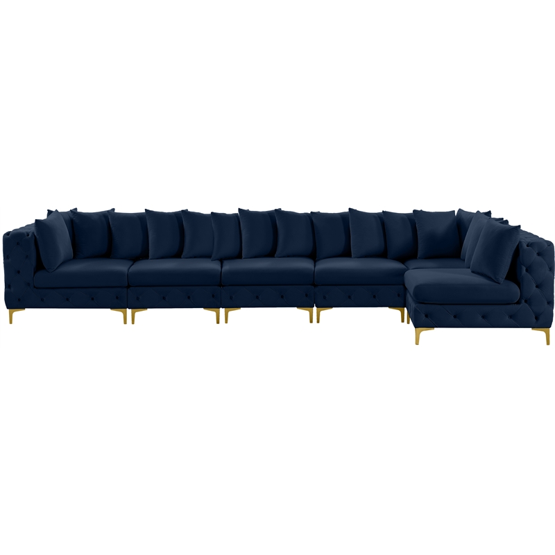 Meridian Furniture Tremblay Navy Velvet Modular Sectional