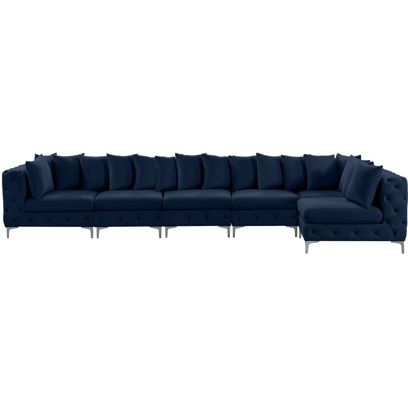 Meridian Furniture Tremblay Navy Velvet Modular Sectional