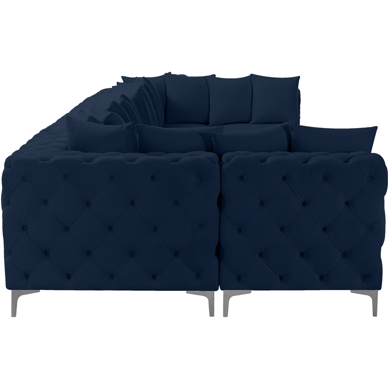 Meridian Furniture Tremblay Navy Velvet Modular Sectional
