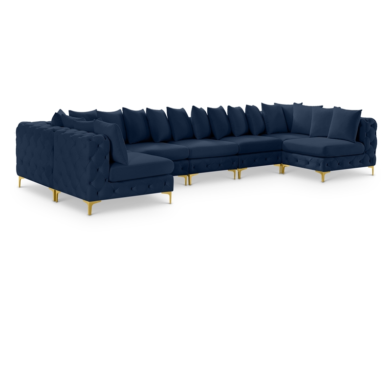 Meridian Furniture Tremblay Navy Velvet Modular Sectional