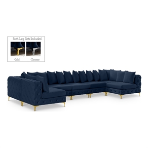 Meridian Furniture Tremblay Navy Velvet Modular Sectional