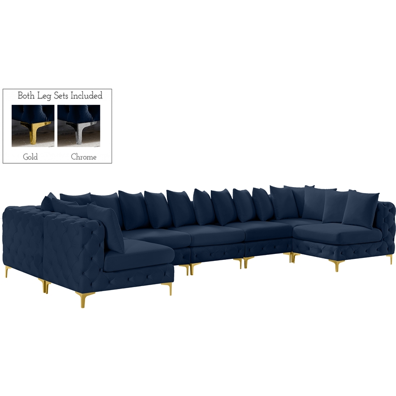 Meridian Furniture Tremblay Navy Velvet Modular Sectional